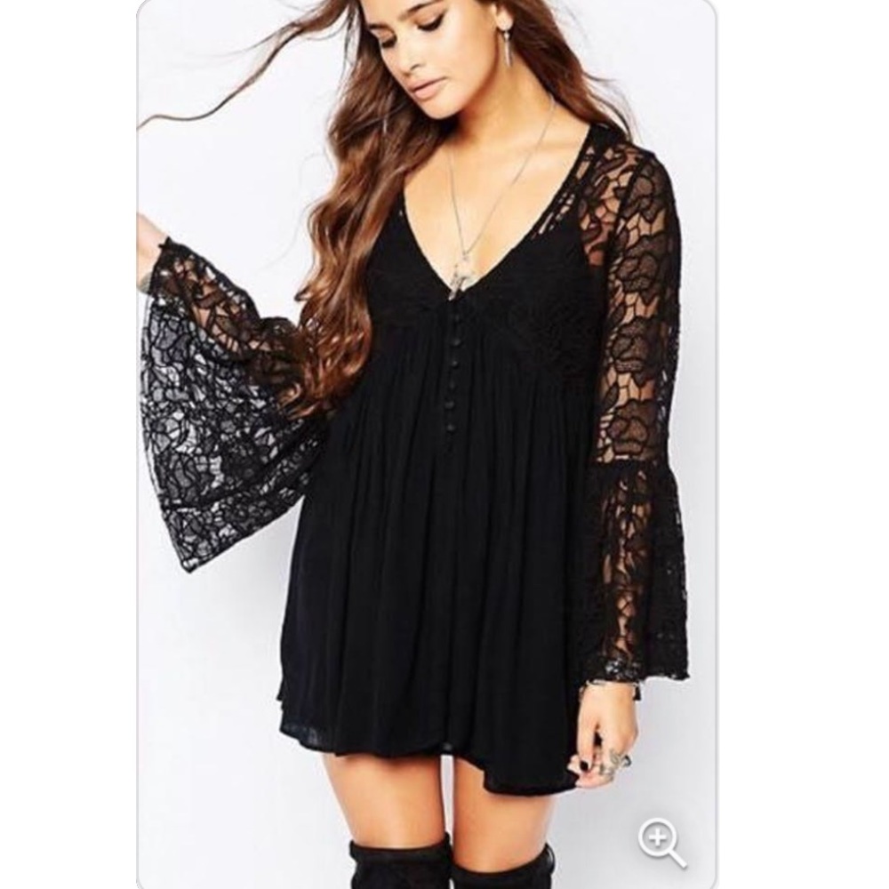Free People Black Lace Boho Dress - Picture 2 of 10